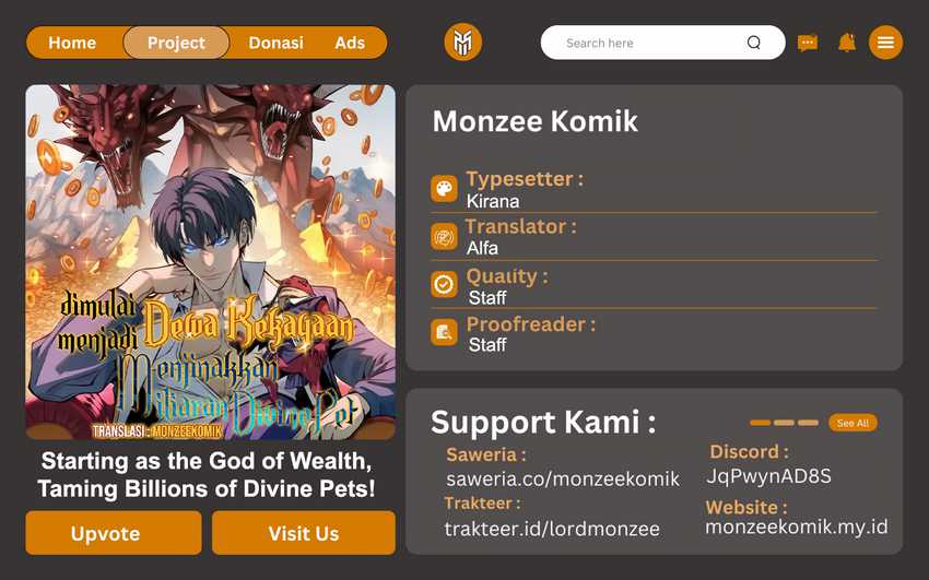 Start by changing your job to the God of Wealth and taming billions of divine pets! Chapter 19