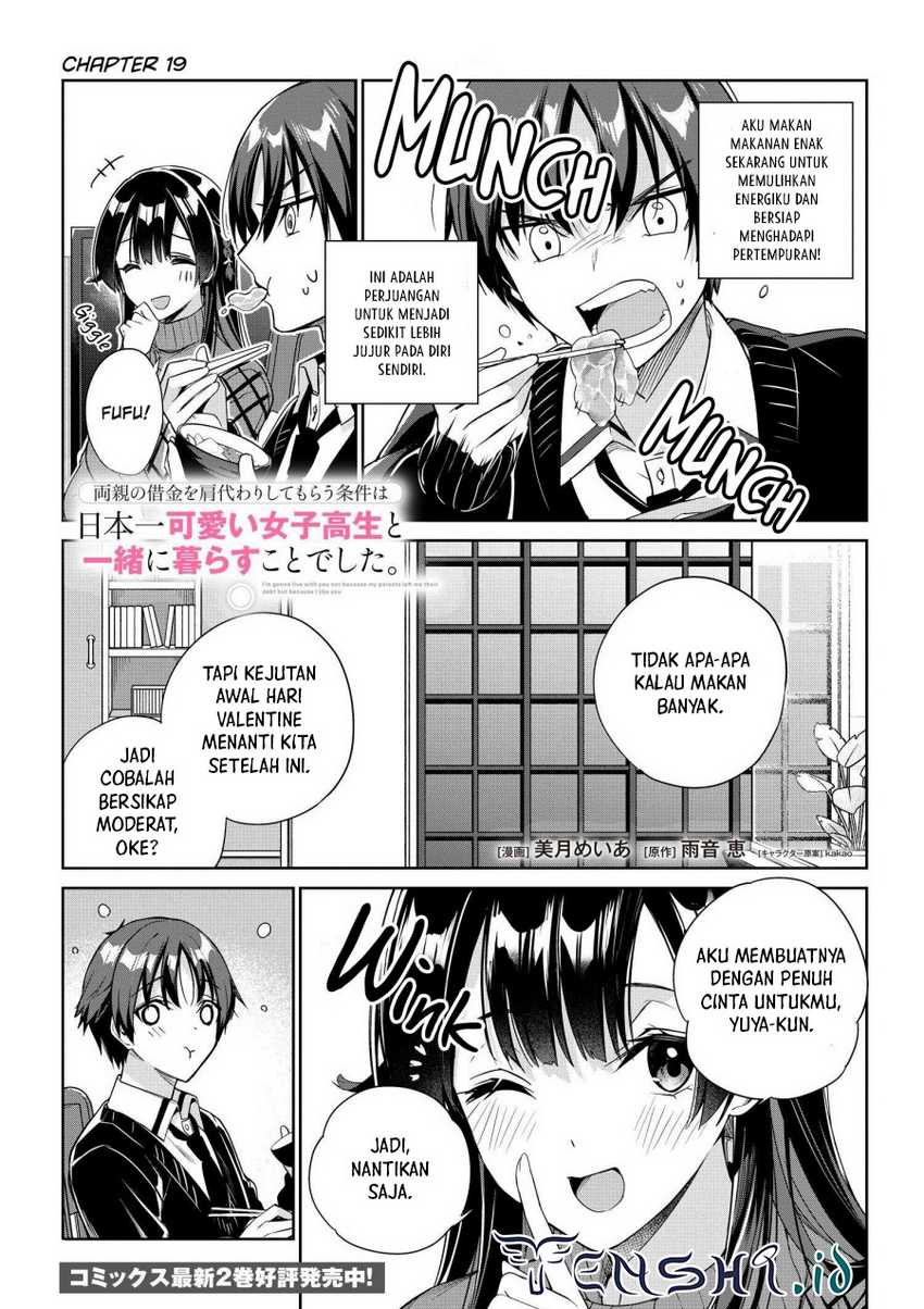 Ryoushin no Shakkin wo Katagawari Shite Morau Jouken wa Nihon’ichi Kawaii Joshikousei to Issho ni Kurasu Koto Deshita Chapter 19 page 1