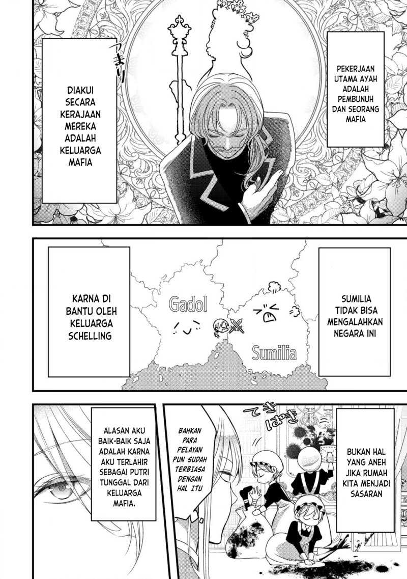 Tensei shita Onna Mafia wa Isekai de Heibon ni Kurashitai – Asashin Ikka no Hakushaku Reijou desu ga, Denshi to Akuma na Danchou ga Tsukimatottekimasu Chapter 01