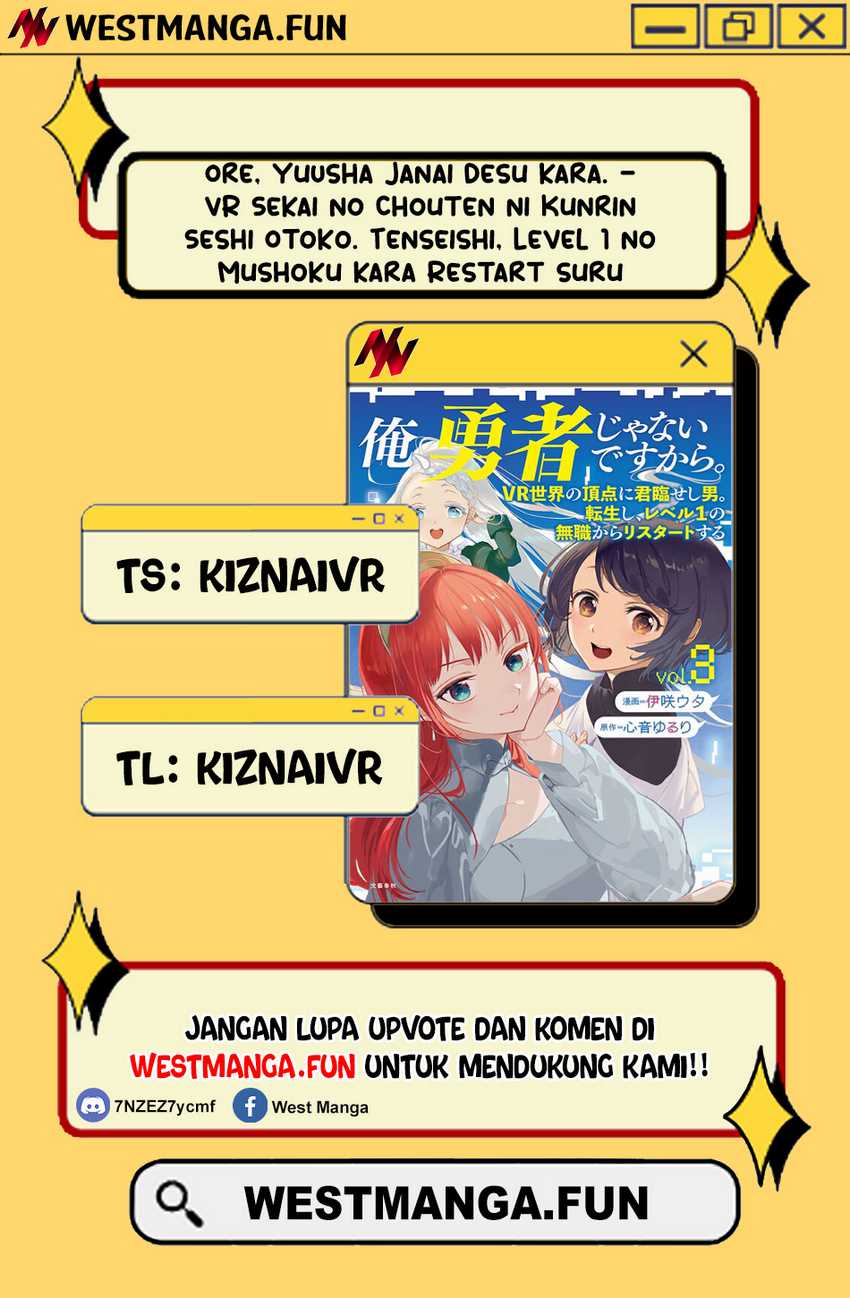 Ore, Yuusha janai desu kara. – VR Sekai no Chouten ni Kunrin Seshi Otoko. Tenseishi, Level 1 no Mushoku kara Restart suru Chapter 01